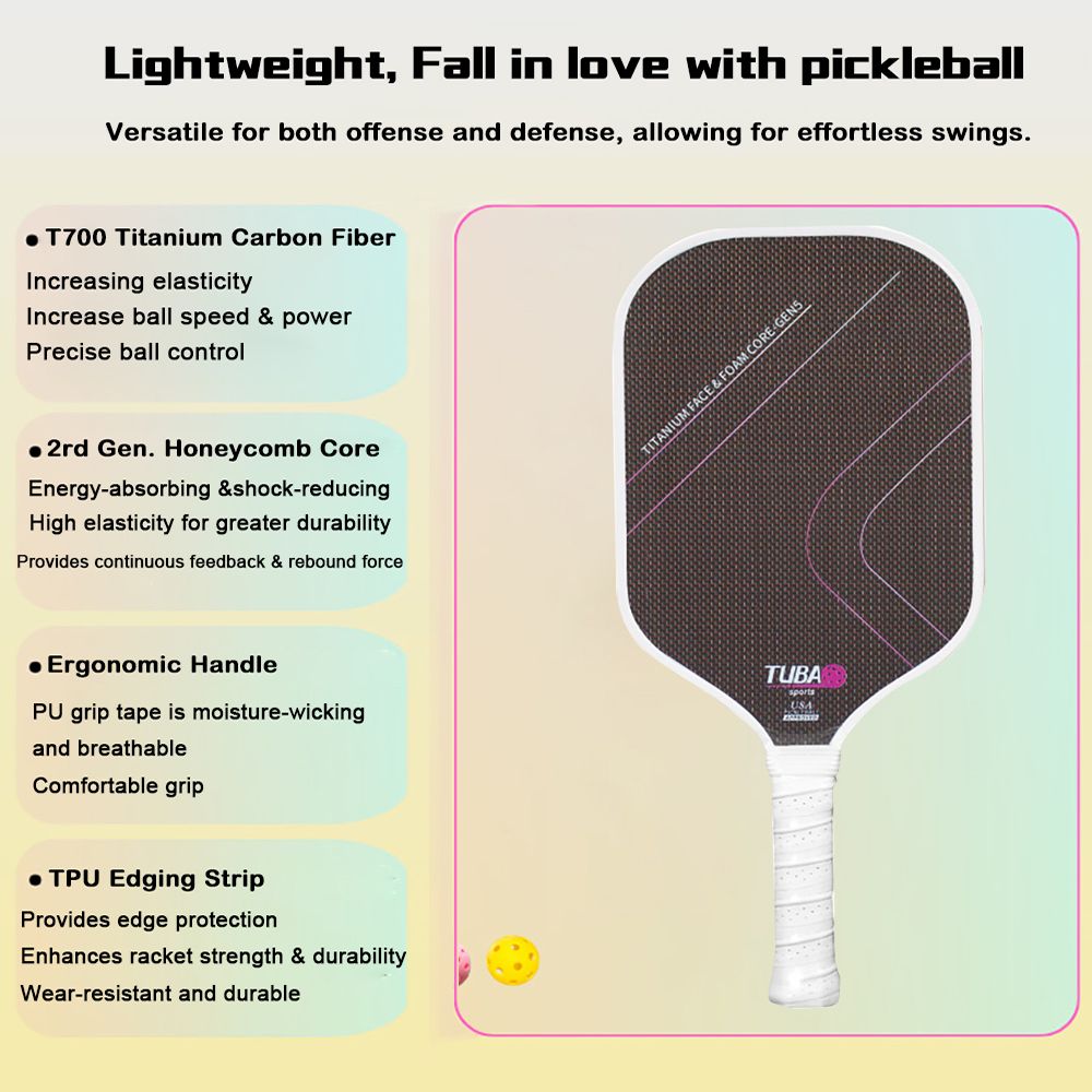 MB09 Titanium GEN5 T700 Carbon Fiber Hot Pressing Pickleball Paddle