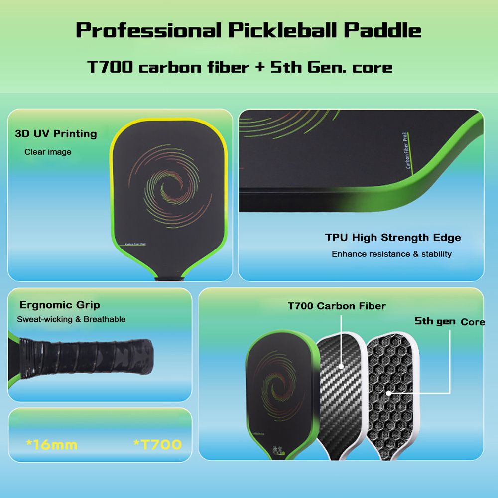 MB11 New GEN5 Core T700 Carbon Fiber Thermoformed Pickleball Paddle